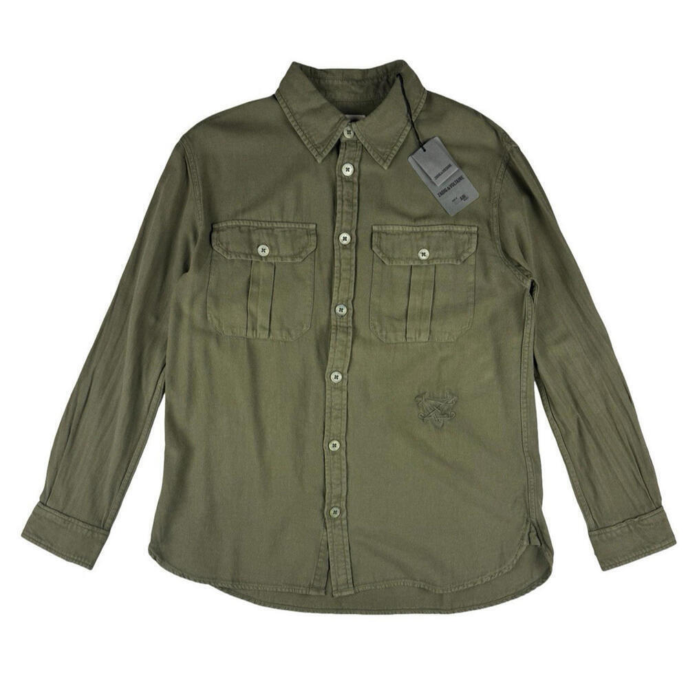 Zadig & Voltaire Teros Cotton Twill Denim Shirt Green Size S